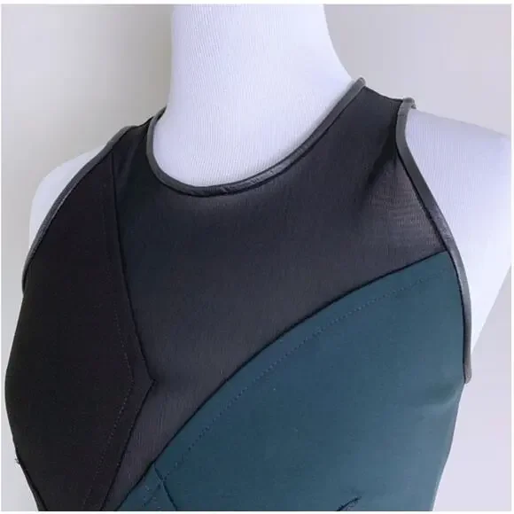 Yigal Azrouel Green & Black Mesh Bodycon Dress Sleeveless Women's Size 4 - Picture 9 of 12